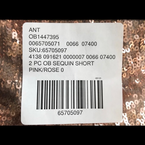 Anthropologie Rose Gold/Pink Sequined Top and Short Set - XS - NWT - Picture 7 of 7